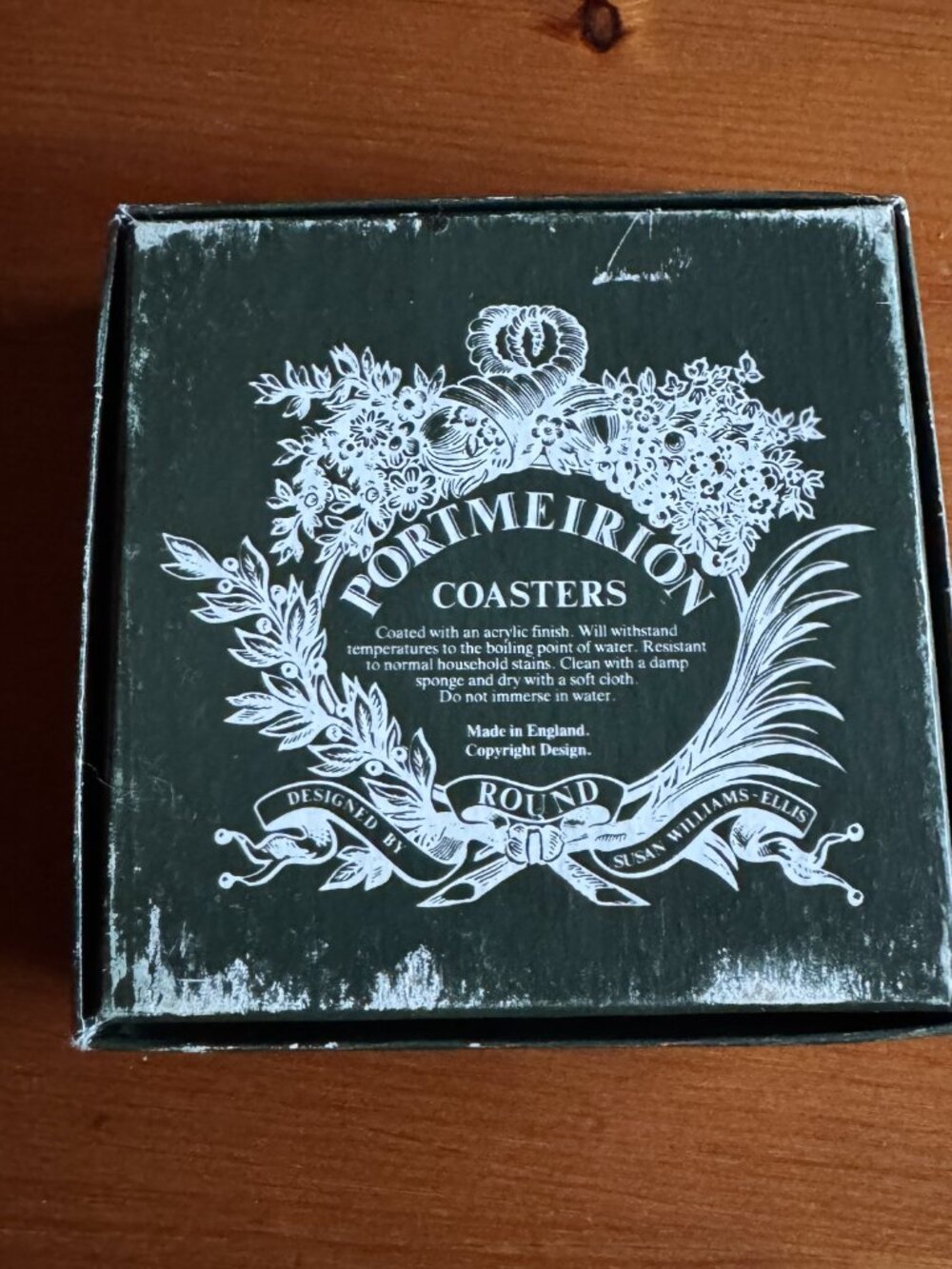 Vintage Portmeirion Botanic Garden Round Coasters Set of 6 with Box - Cork Base - Picture 8 of 11